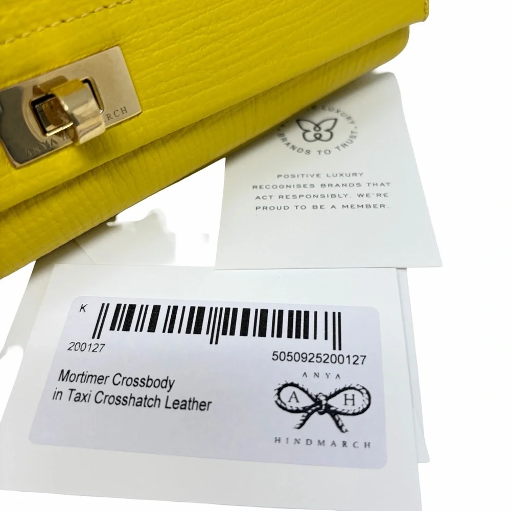 Anya Hindmarch Mortimer Cross-body Crosshatch Calf Leather in Taxi Yellow, NWT - Picture 10 of 14